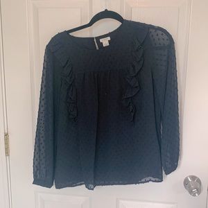 Jcrew blouse, size small, navy blue. Adorable detail and cute top